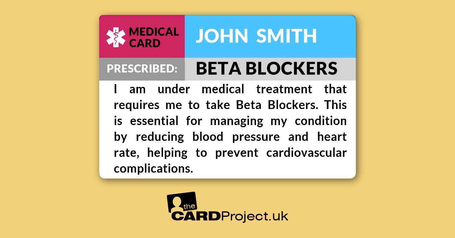 Beta Blockers Medicine Alert ID Card